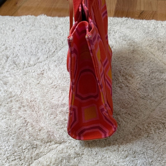 Tory Burch 🛑 Octagon Mini Pink and Red Tote - Picture 6 of 9